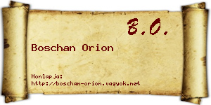 Boschan Orion névjegykártya